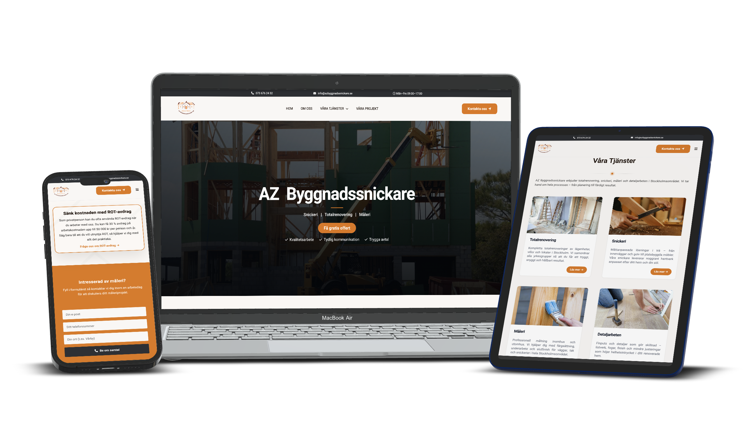 AZ Byggnadssnickare website preview