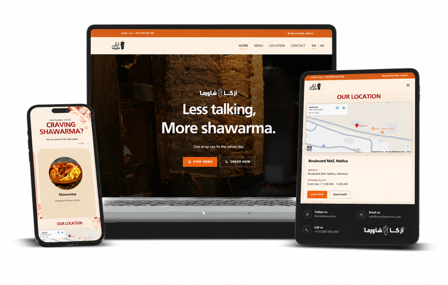 Azka Shawarma website preview